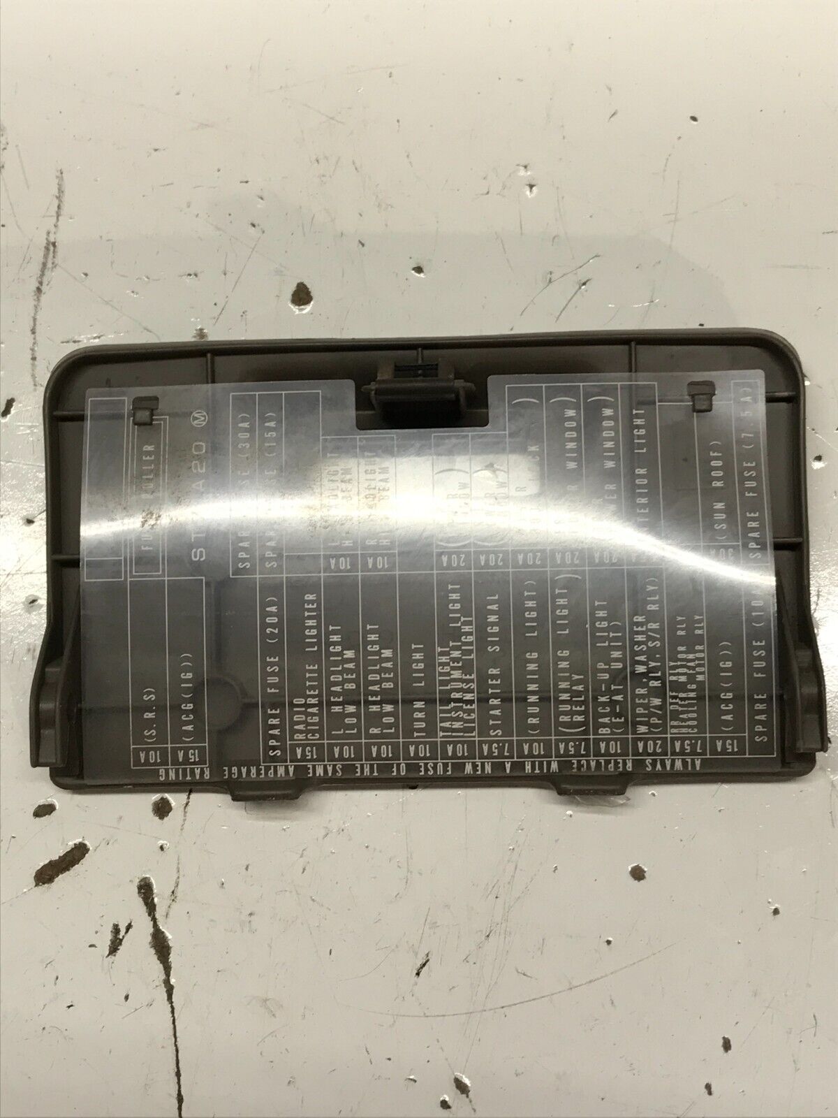 94 01 Acura Integra Brown Interior Fuse Box Cover Lid Panel Diagram Relay DC DC2
