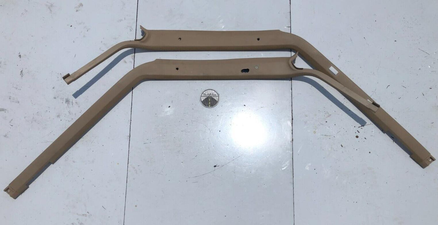 Jeep Cherokee XJ 84-96 4 Door A Pillar Windshield Trim Tan Pair (Y93)